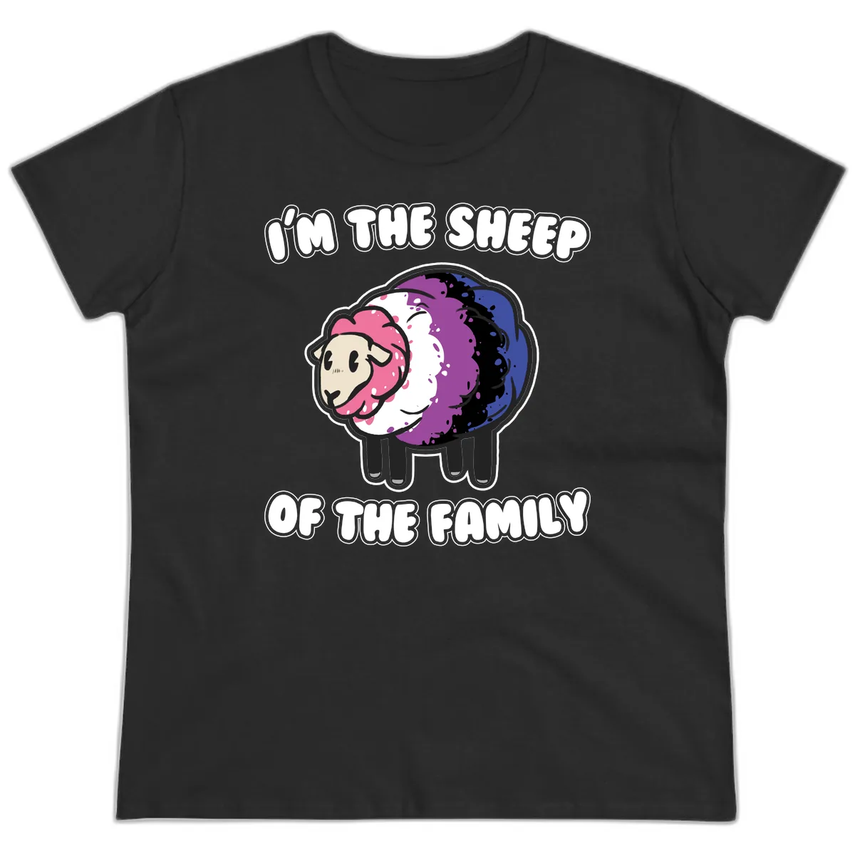 I'm The Sheep Of The Family Ladies Tee in Black