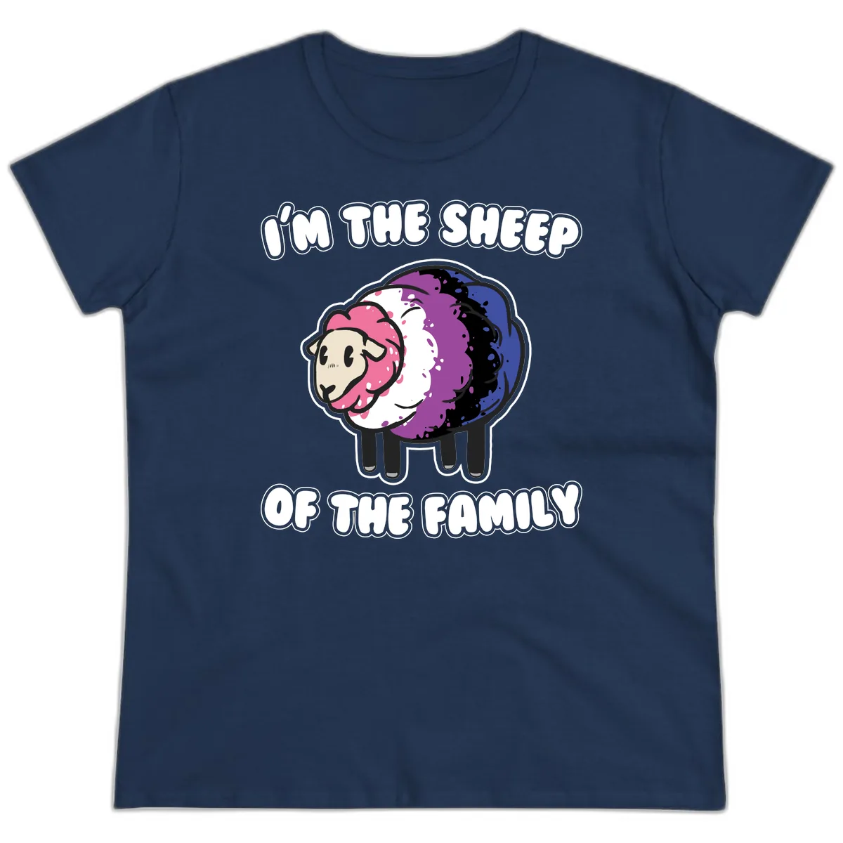 I'm The Sheep Of The Family Ladies Tee in Navy
