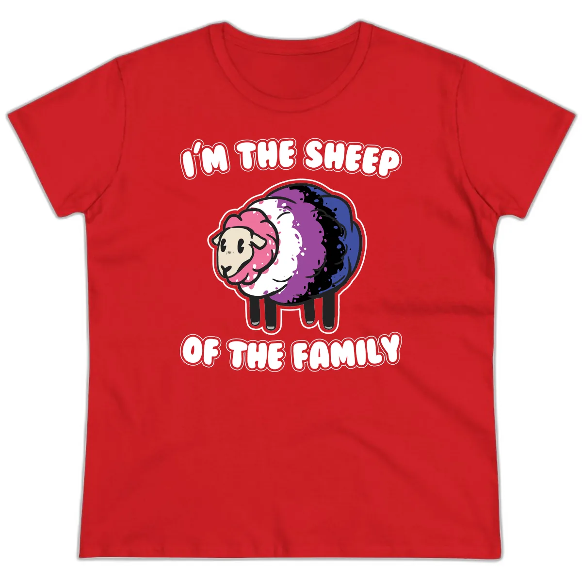 I'm The Sheep Of The Family Ladies Tee in Red