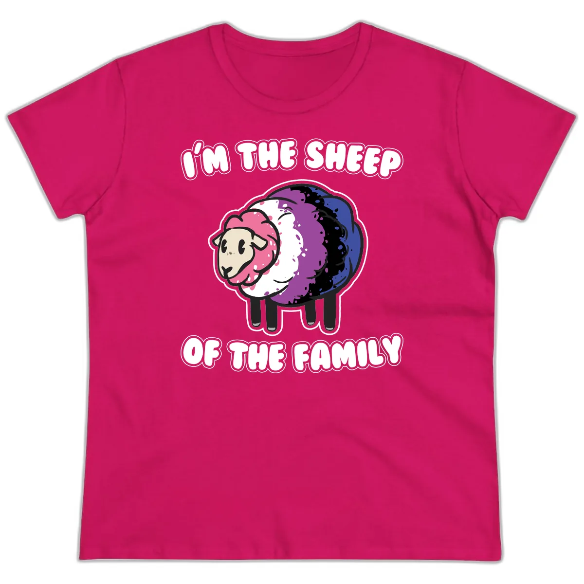 I'm The Sheep Of The Family Ladies Tee in Heliconia
