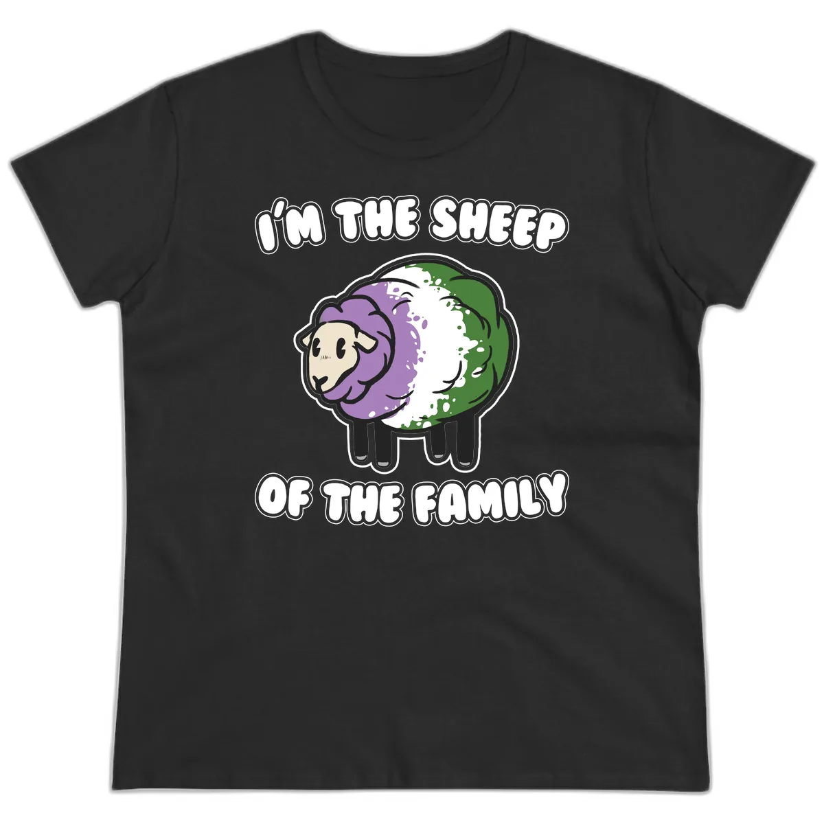I'm The Sheep Of The Family Ladies Tee in Black