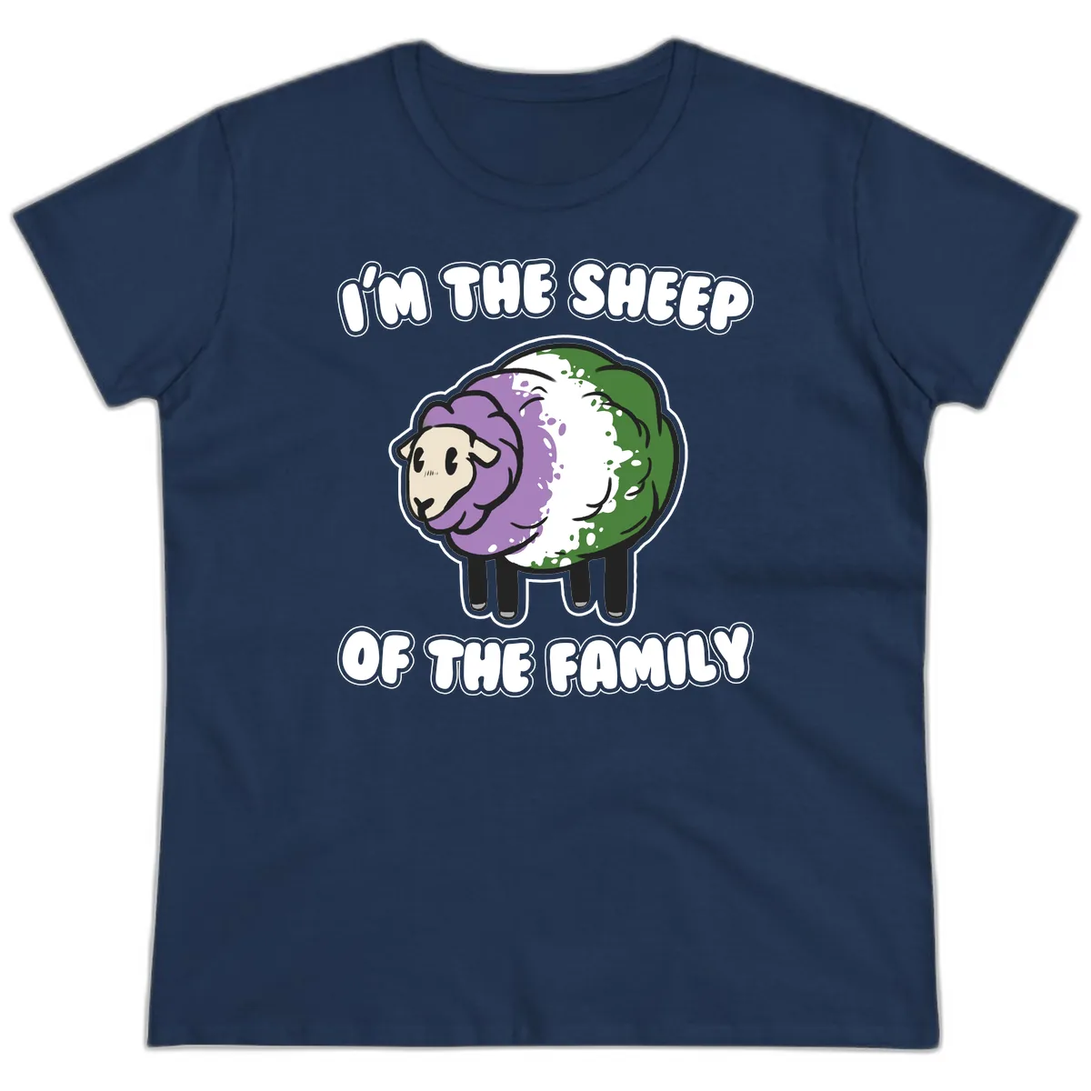 I'm The Sheep Of The Family Ladies Tee in Navy