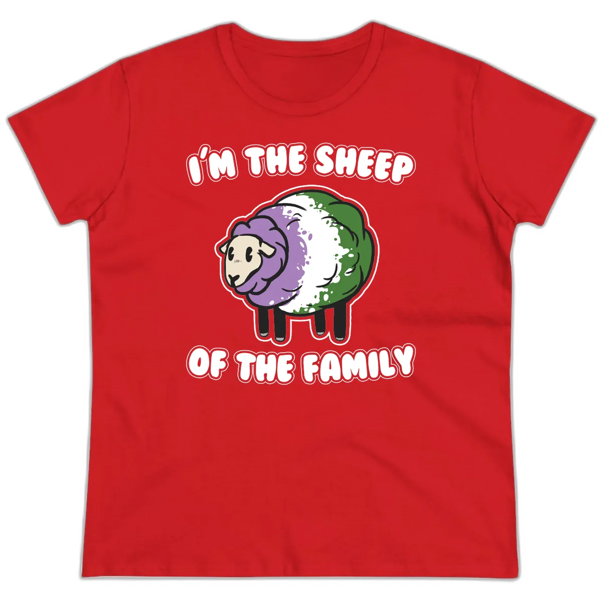 I'm The Sheep Of The Family Ladies Tee in Red