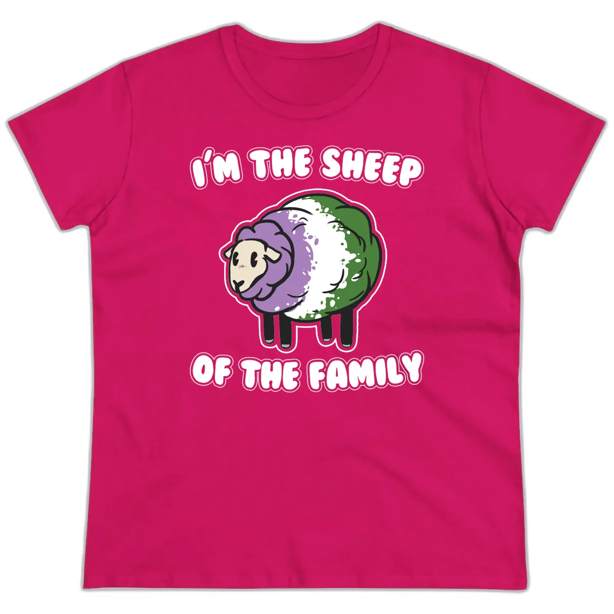 I'm The Sheep Of The Family Ladies Tee in Heliconia