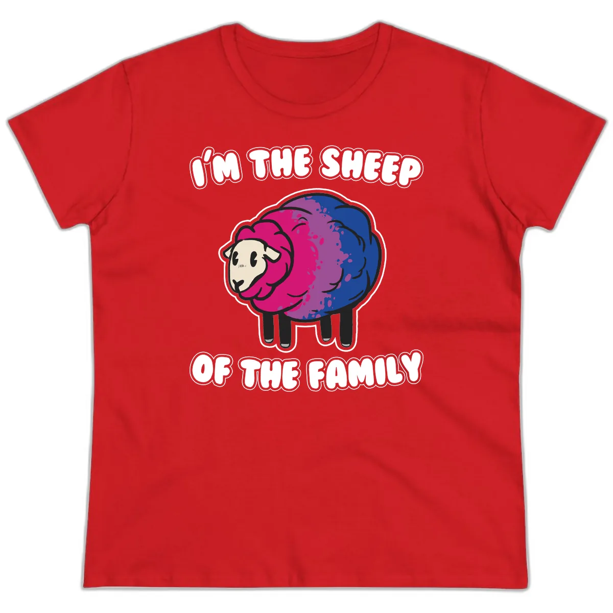 I'm The Sheep Of The Family Ladies Tee in Red