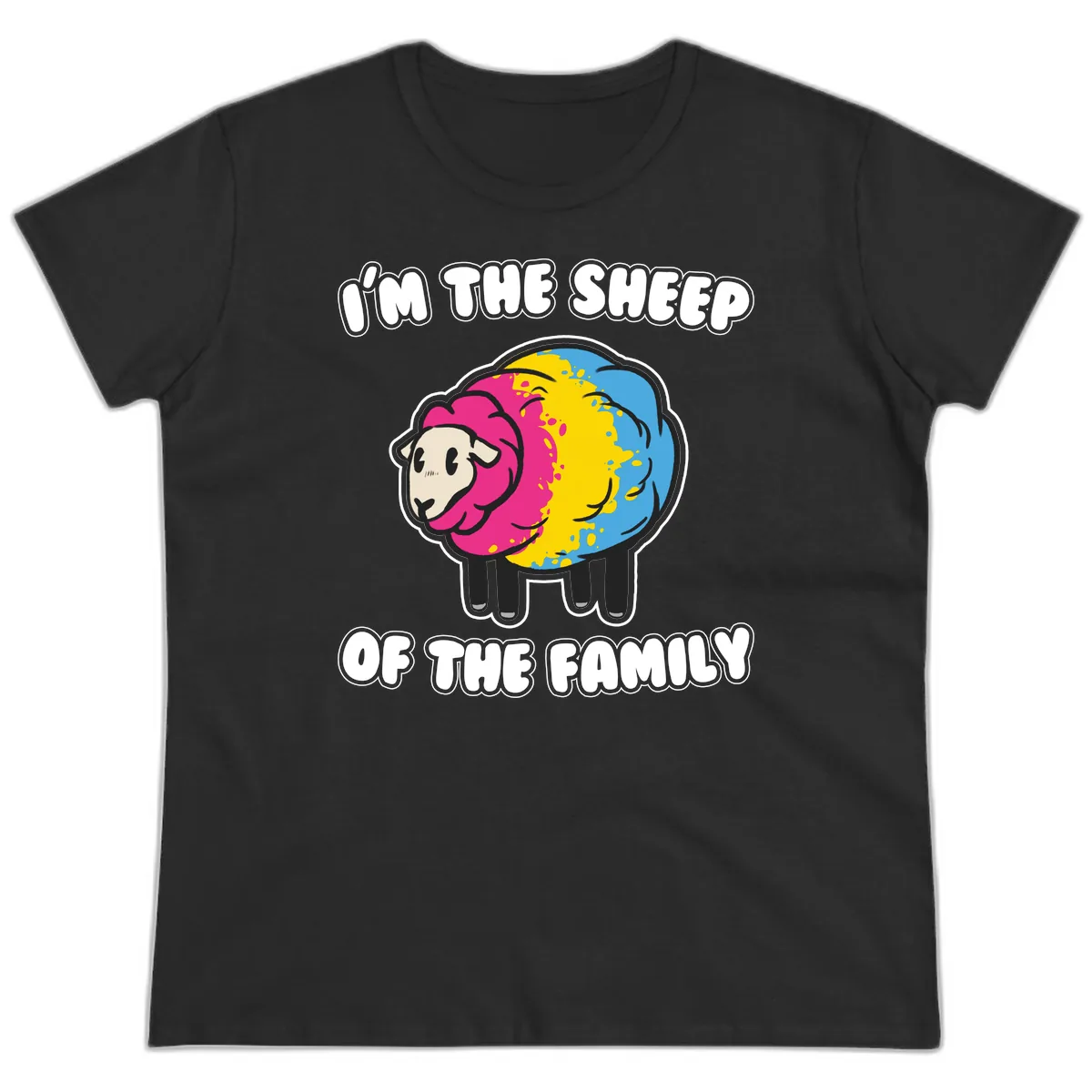 I'm The Sheep Of The Family Ladies Tee in Black