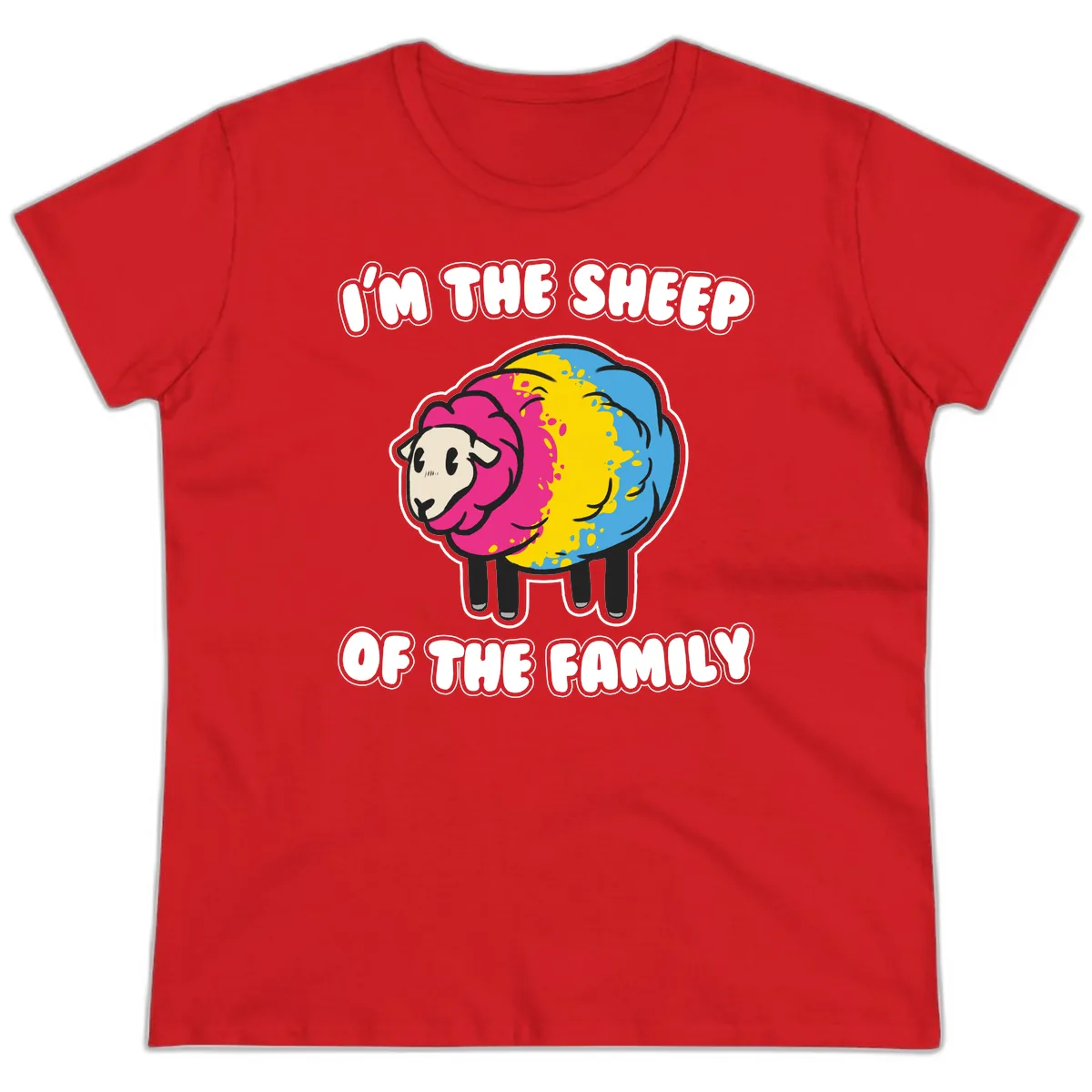I'm The Sheep Of The Family Ladies Tee in Red