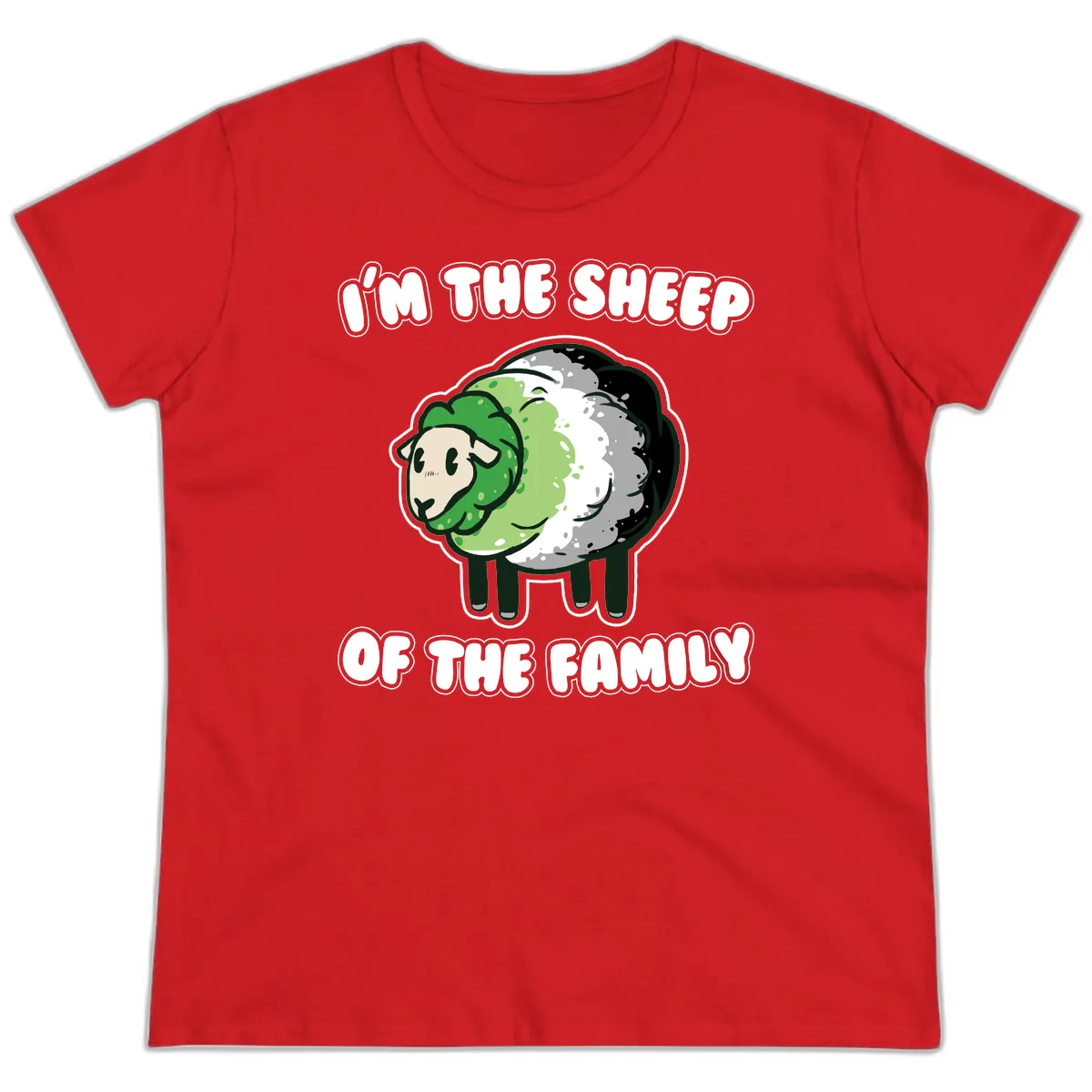 I'm The Sheep Of The Family Ladies Tee in Red