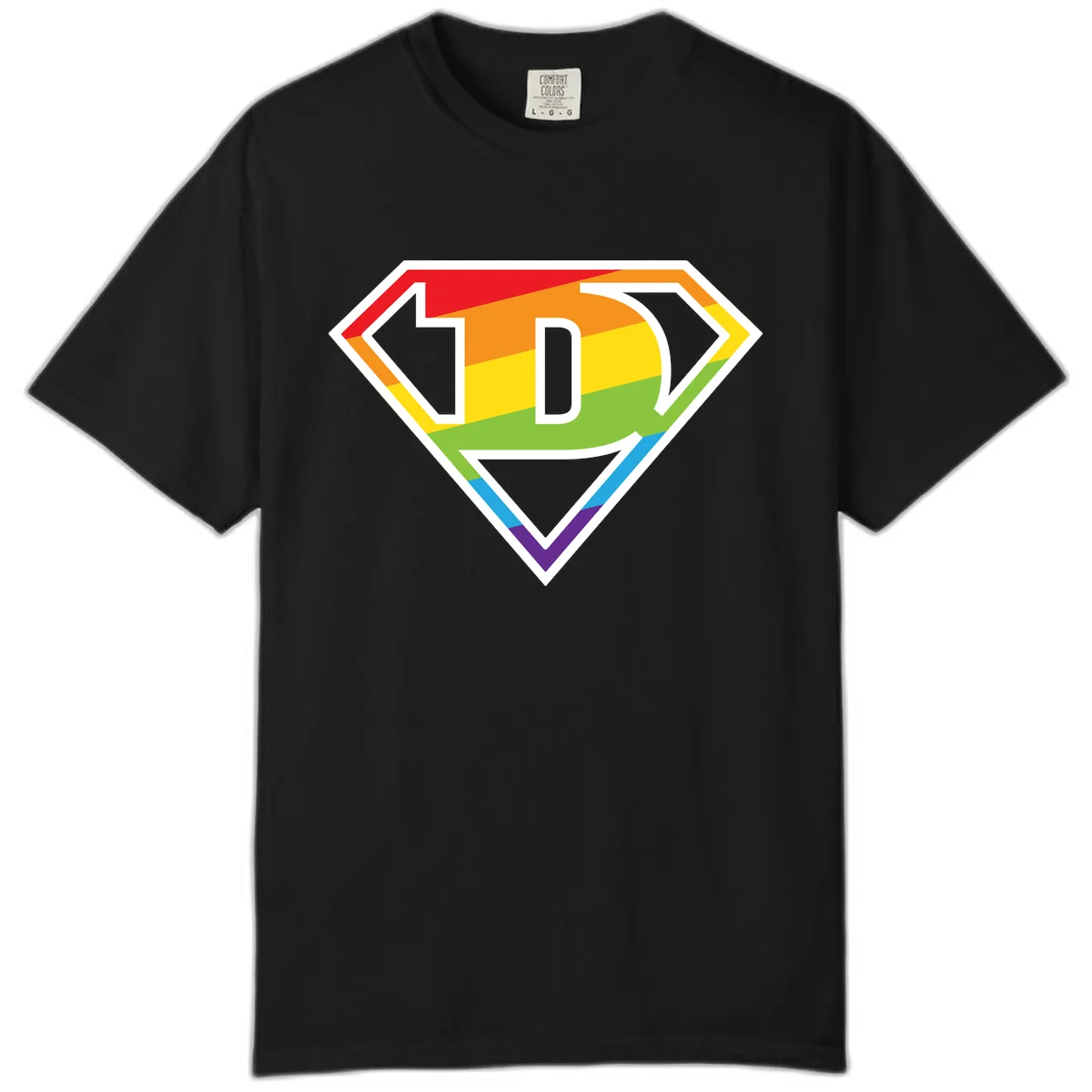 Rainbow Pride Power Shield Comfort Color in Black