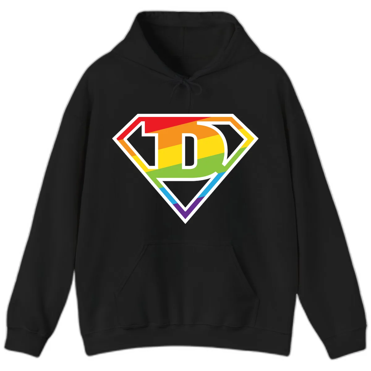 Rainbow Pride Power Shield Hoodie in Black