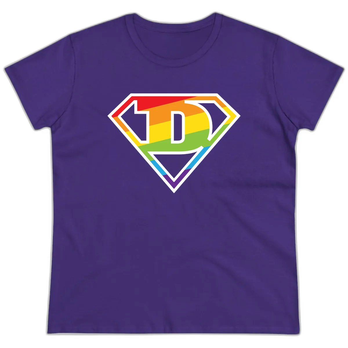 Rainbow Pride Power Shield Ladies Tee in Purple