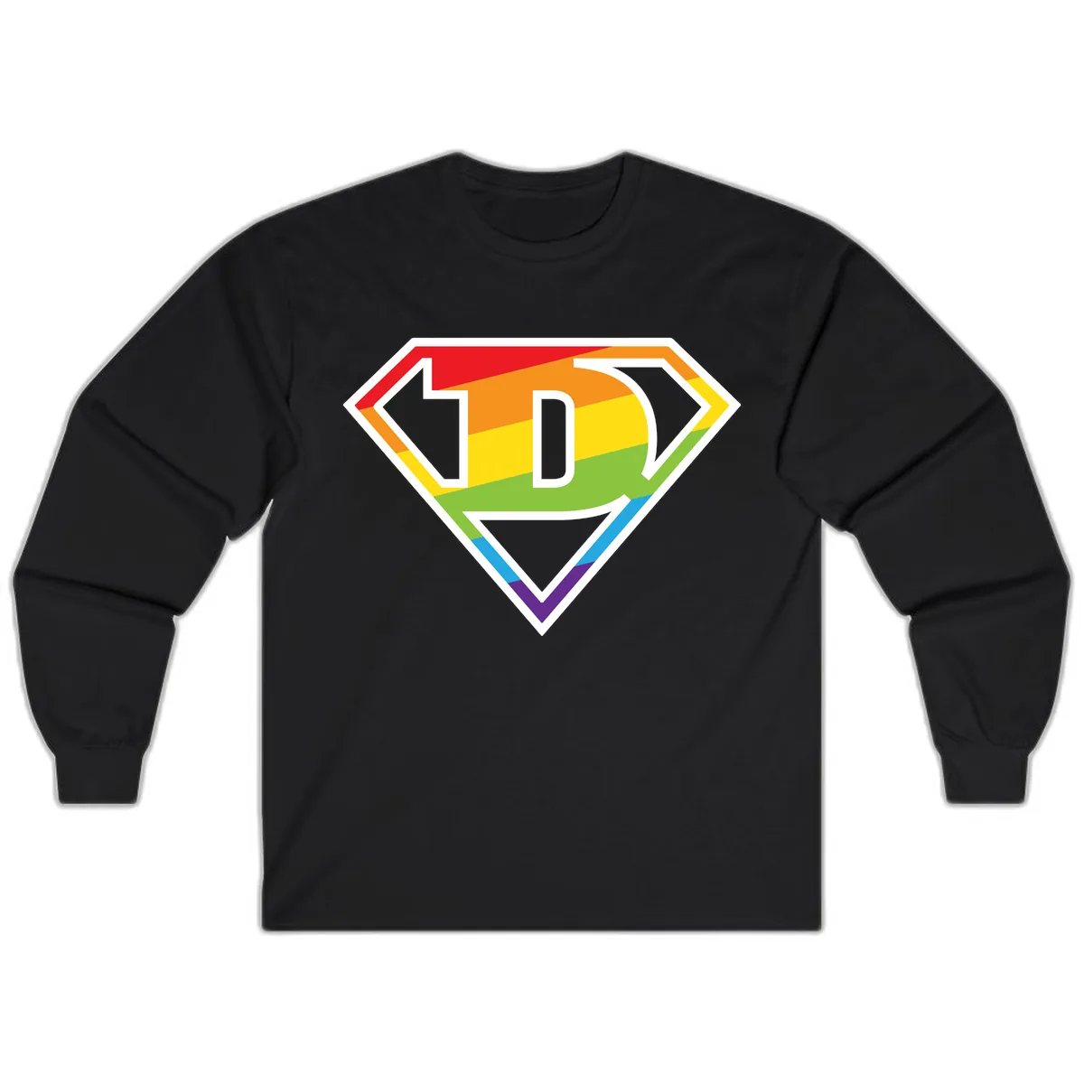 Rainbow Pride Power Shield Long Sleeve in Black