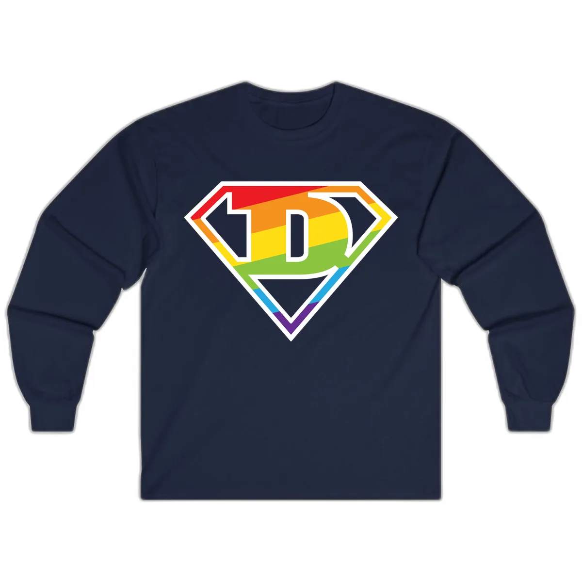 Rainbow Pride Power Shield Long Sleeve in Navy