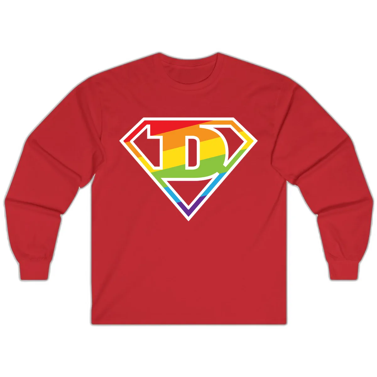Rainbow Pride Power Shield Long Sleeve in Red