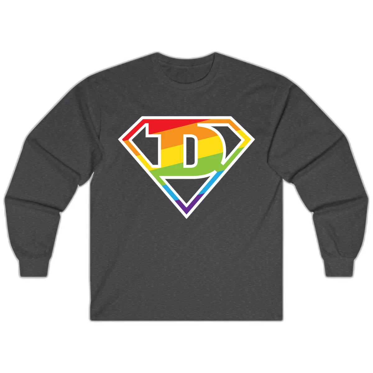 Rainbow Pride Power Shield Long Sleeve in Dark Heather