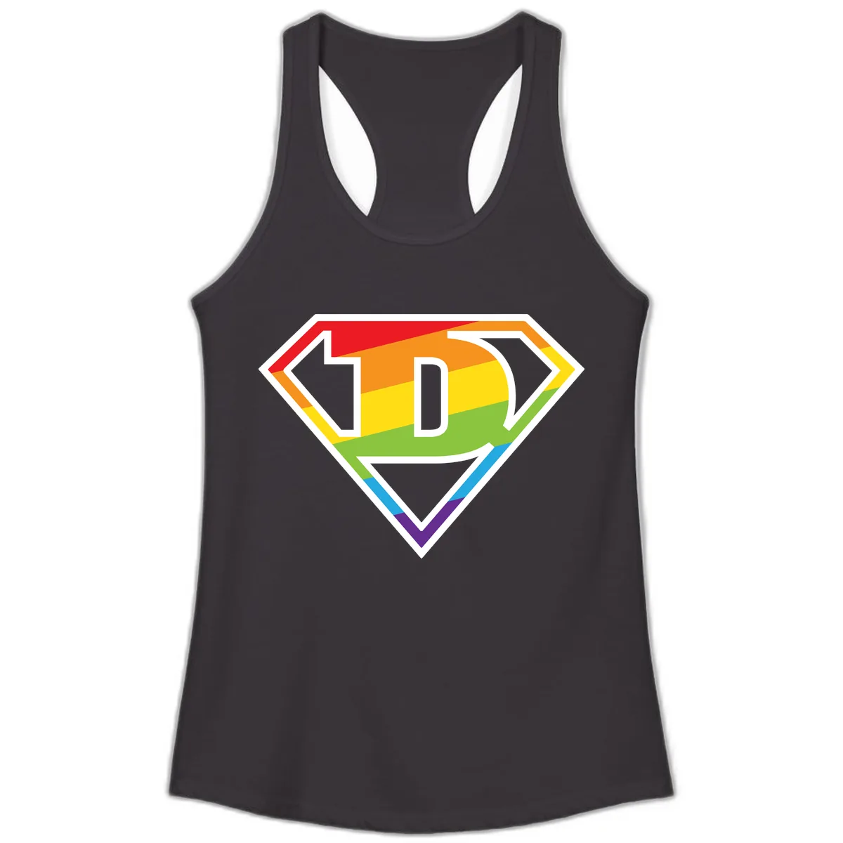 Rainbow Pride Power Shield Ladies Tank in Black