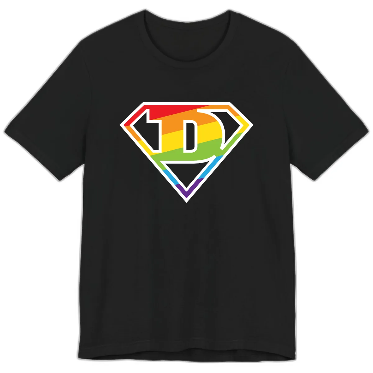 Rainbow Pride Power Shield Premium T-Shirt in Black