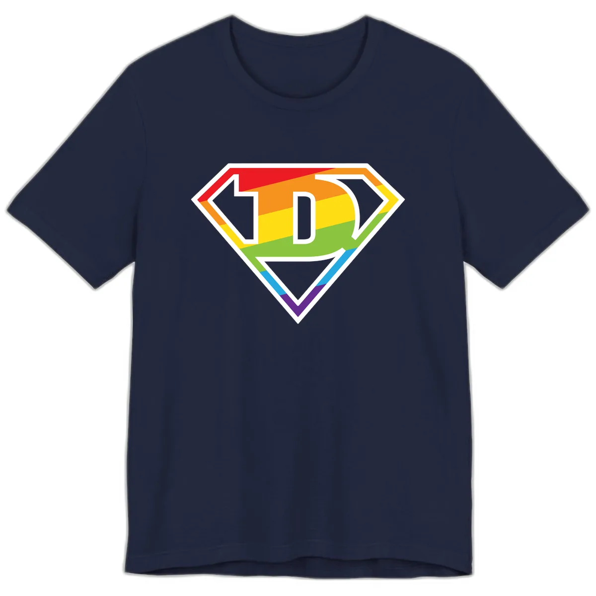 Rainbow Pride Power Shield Premium T-Shirt in Navy