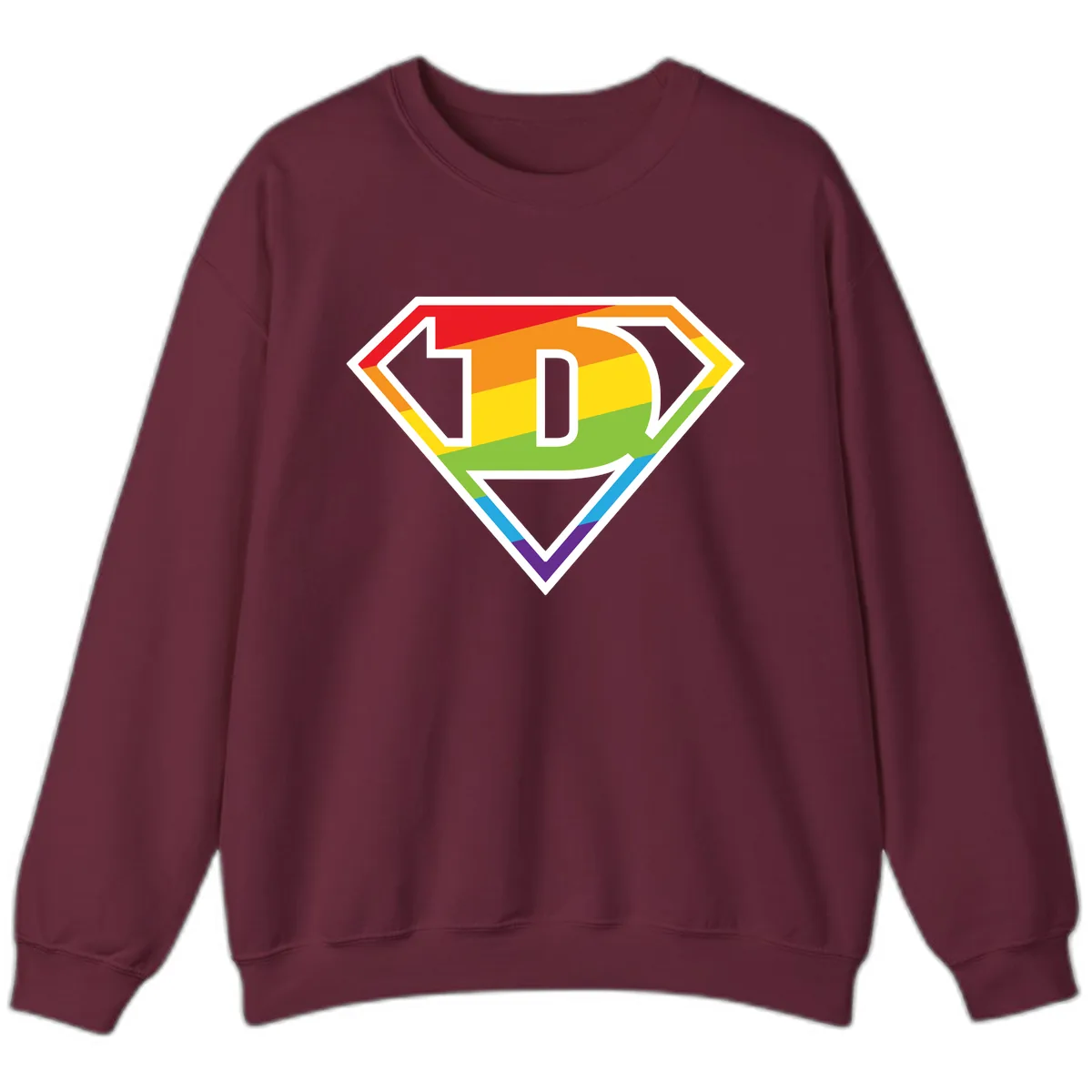 Rainbow Pride Power Shield Sweatshirt in Maroon
