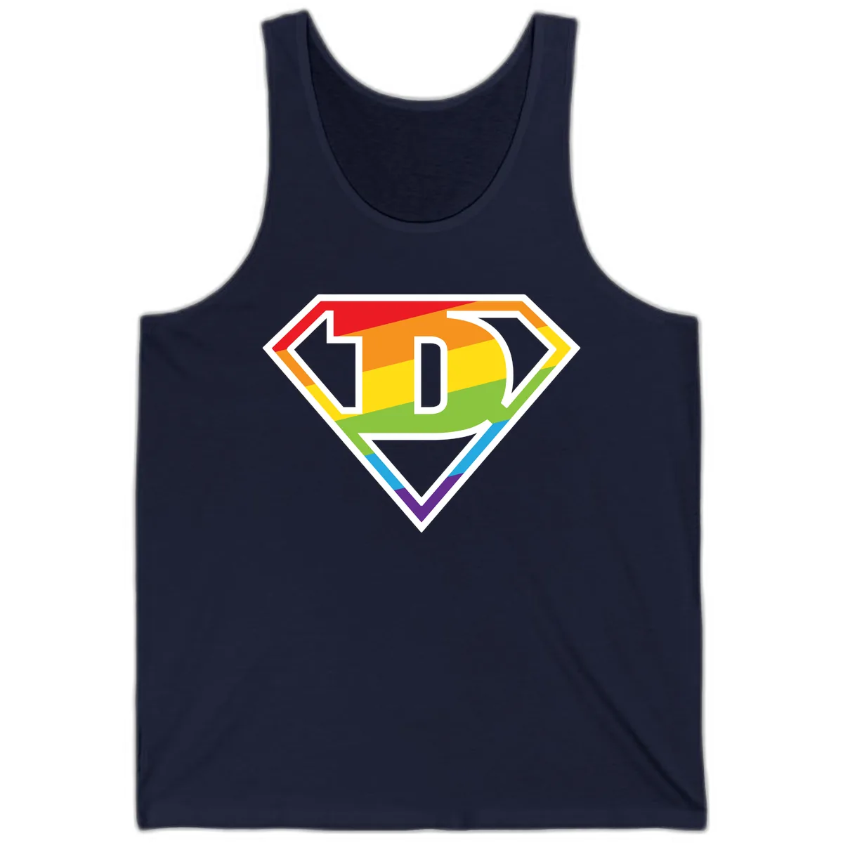 Rainbow Pride Power Shield Tank in Navy