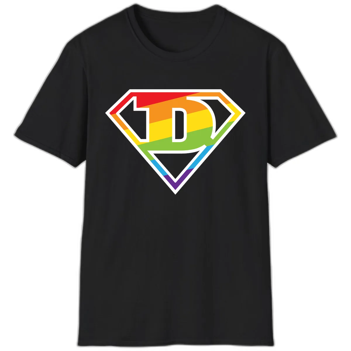 Rainbow Pride Power Shield T-Shirt in Black