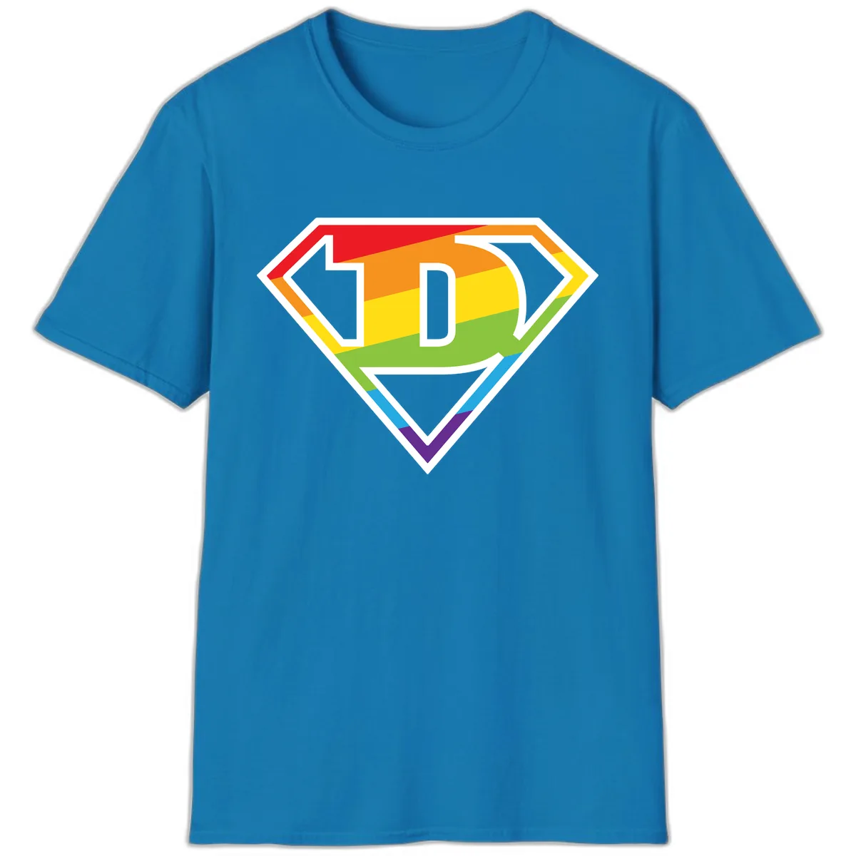 Rainbow Pride Power Shield T-Shirt in Sapphire