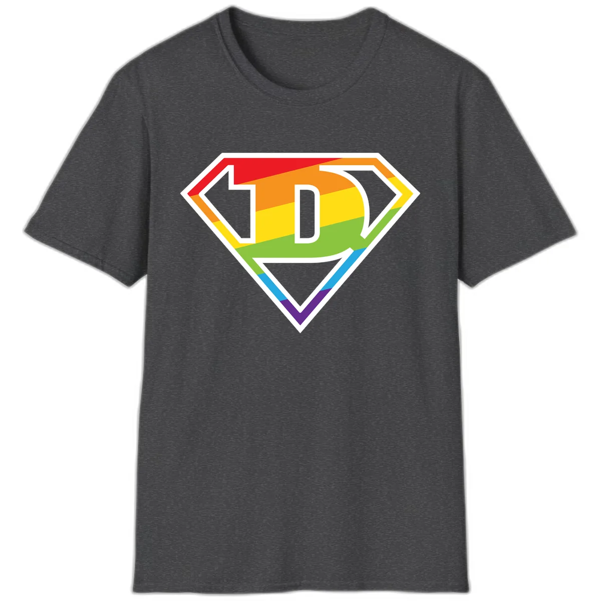 Rainbow Pride Power Shield T-Shirt in Dark Heather