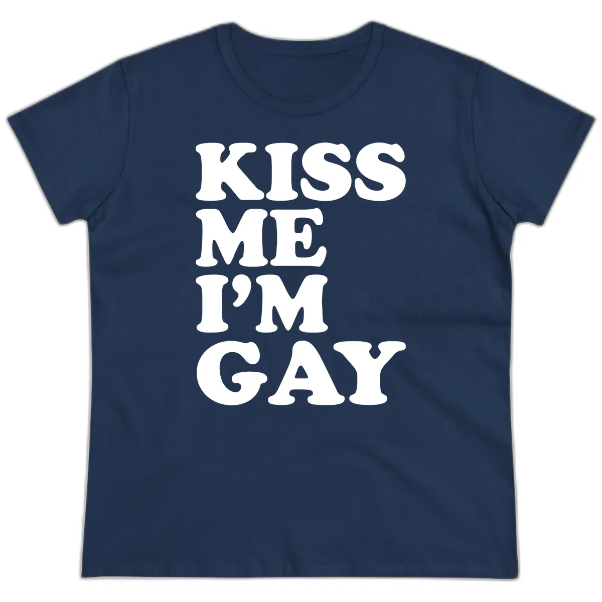 Kiss Me I'm Gay Ladies Tee in Navy