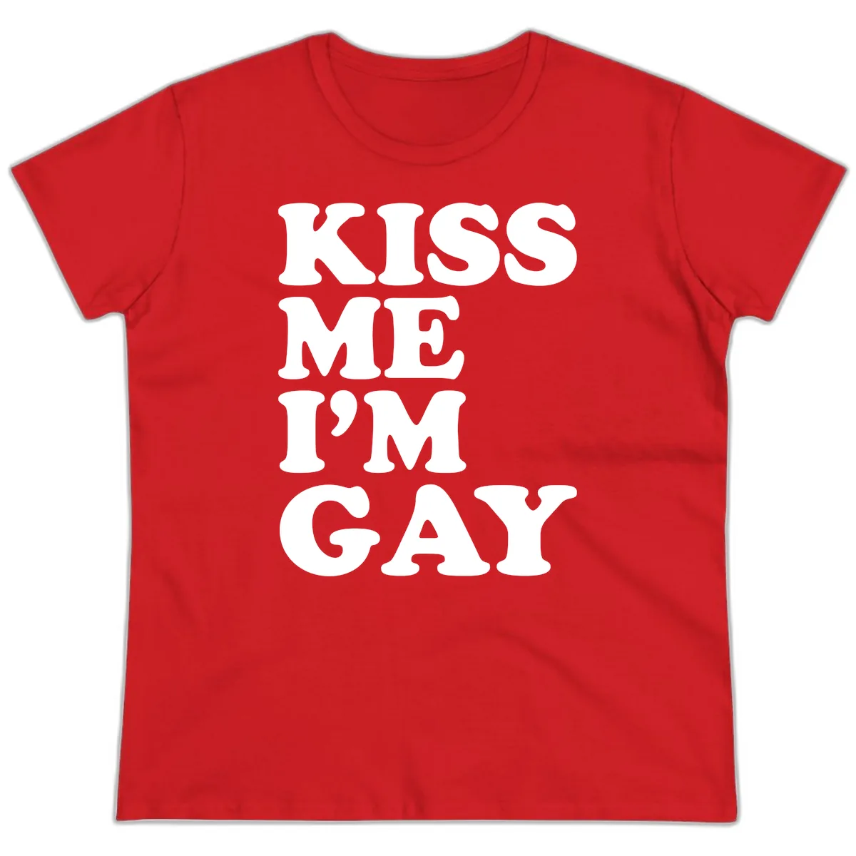 Kiss Me I'm Gay Ladies Tee in Red