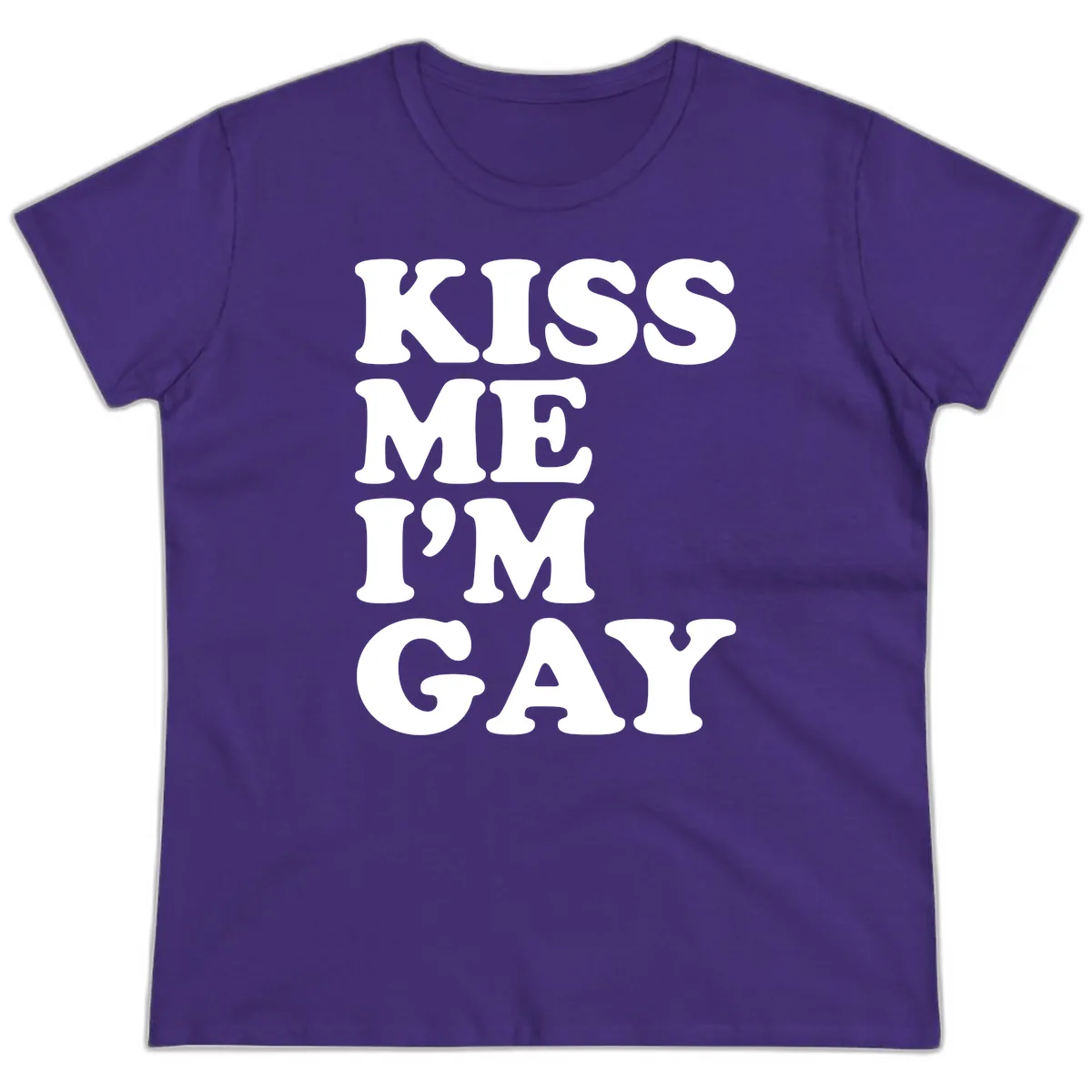 Kiss Me I'm Gay Ladies Tee in Purple