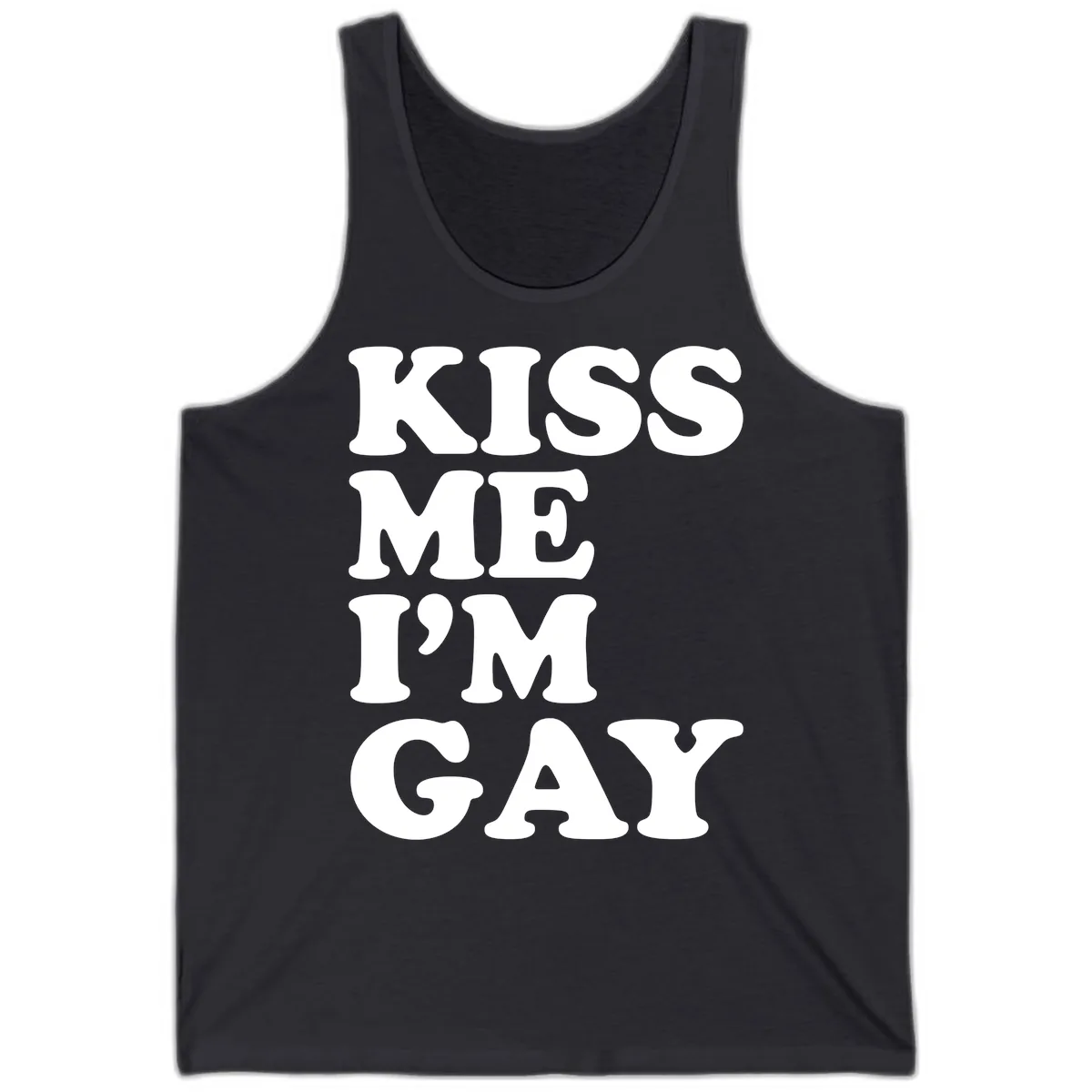 Kiss Me I'm Gay Tank in Dark Grey