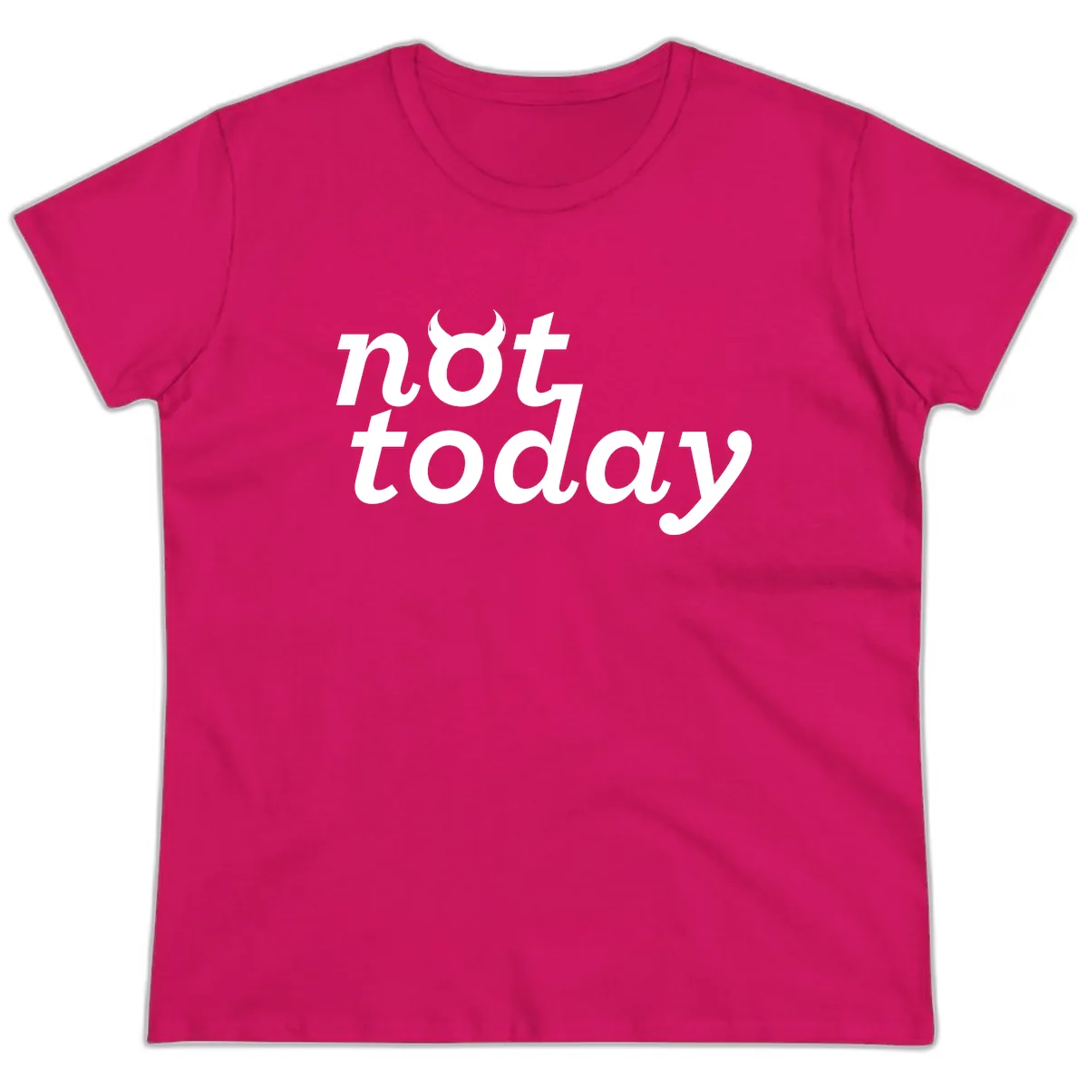 Not Toddaly Evil Ladies Tee in Heliconia