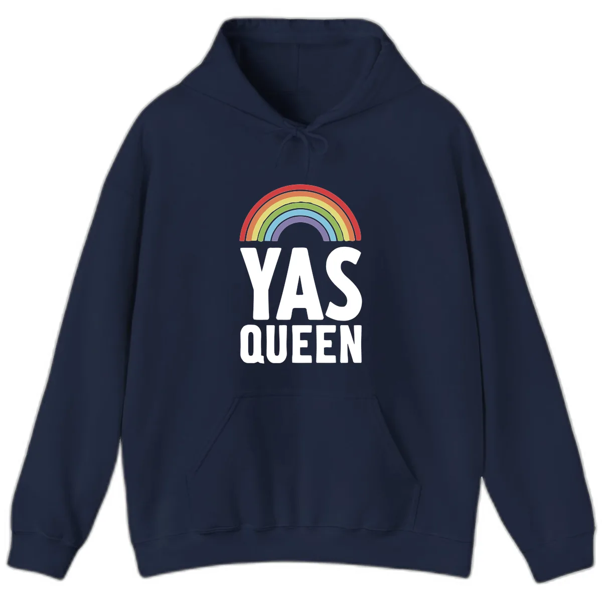 Yas Queen Rainbow Pride Hoodie in Navy