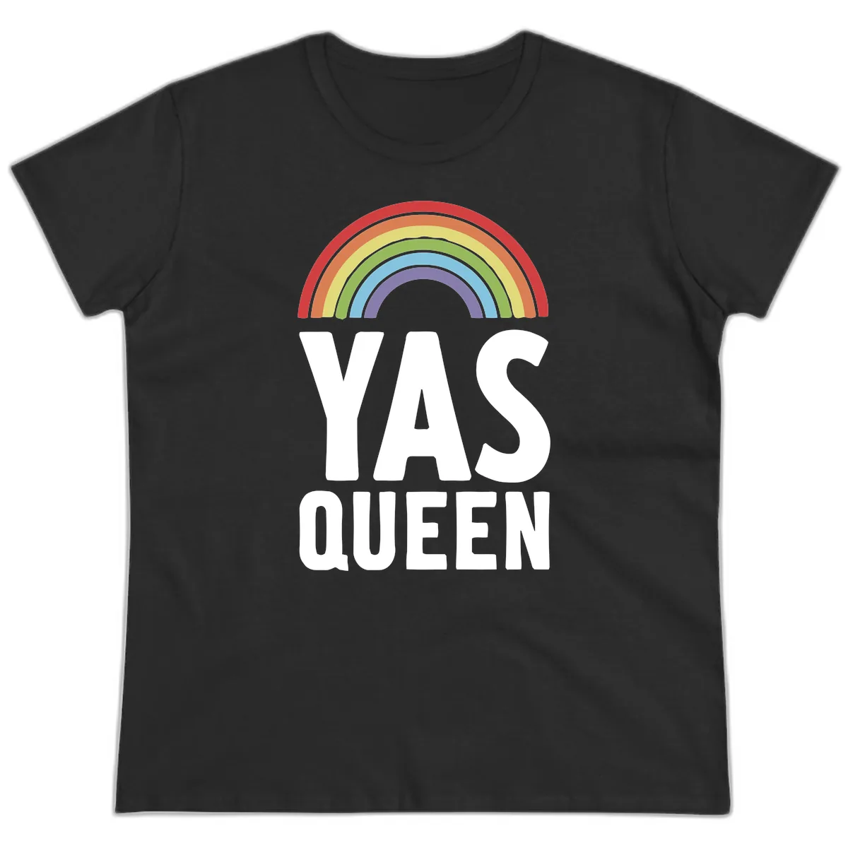 Yas Queen Rainbow Pride Ladies Tee in Black