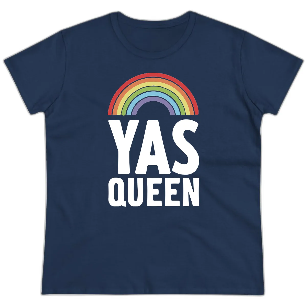 Yas Queen Rainbow Pride Ladies Tee in Navy