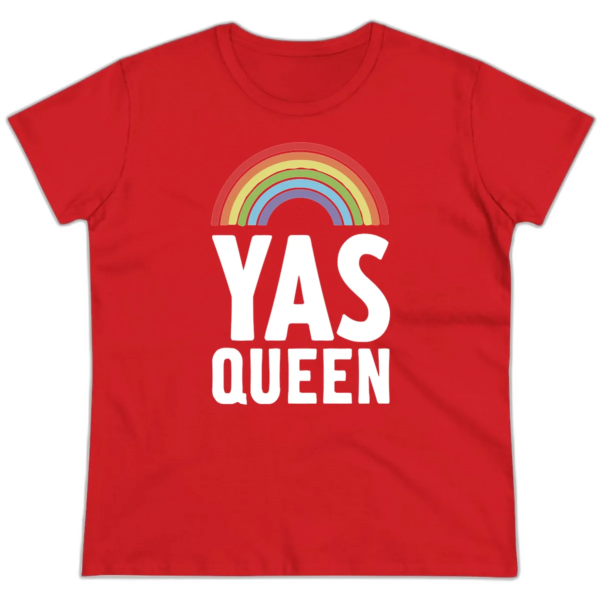Yas Queen Rainbow Pride Ladies Tee in Red