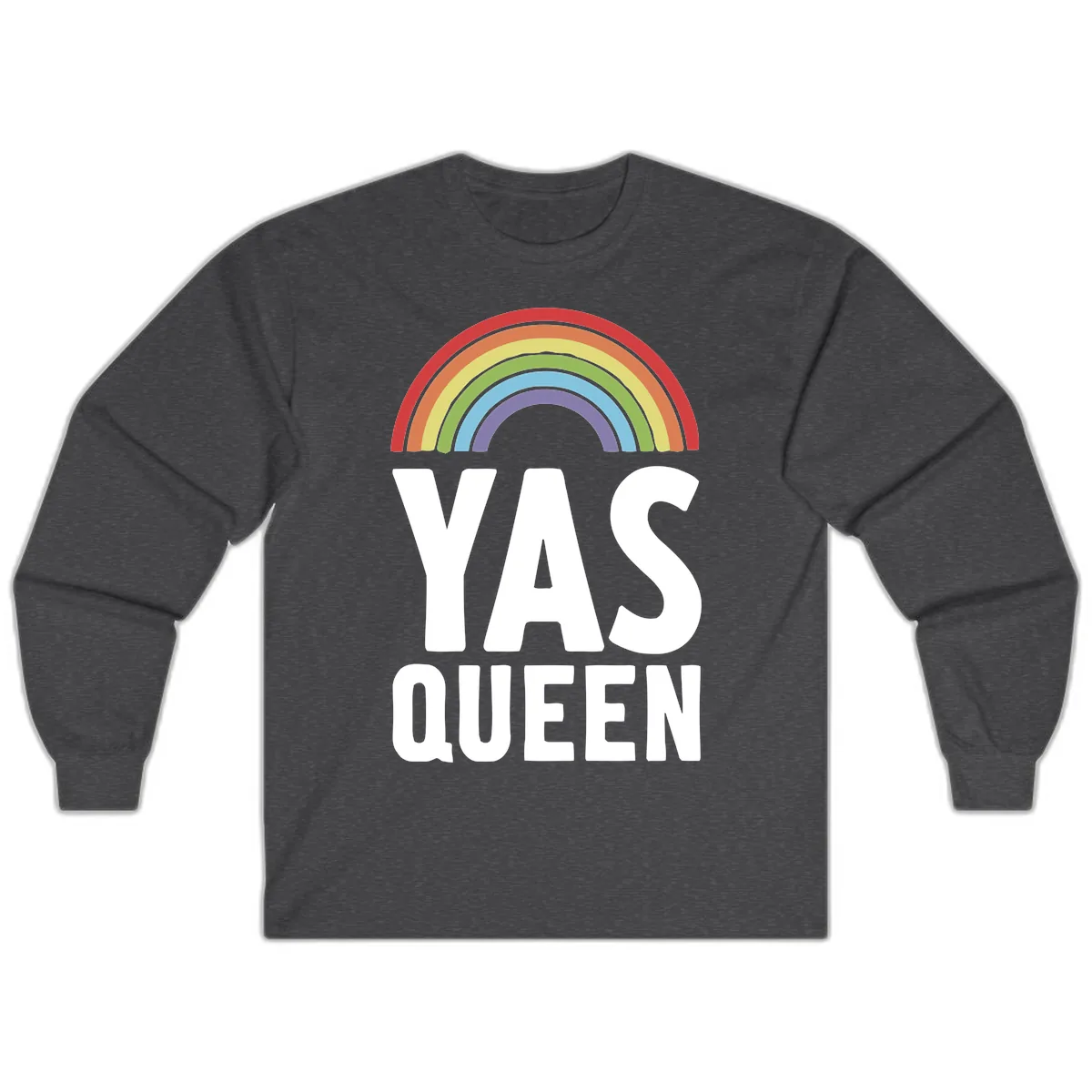 Yas Queen Rainbow Pride Long Sleeve in Dark Heather