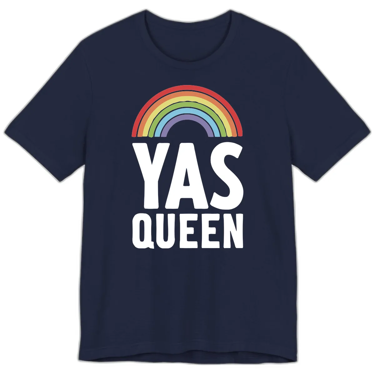 Yas Queen Rainbow Pride Premium T-Shirt in Navy
