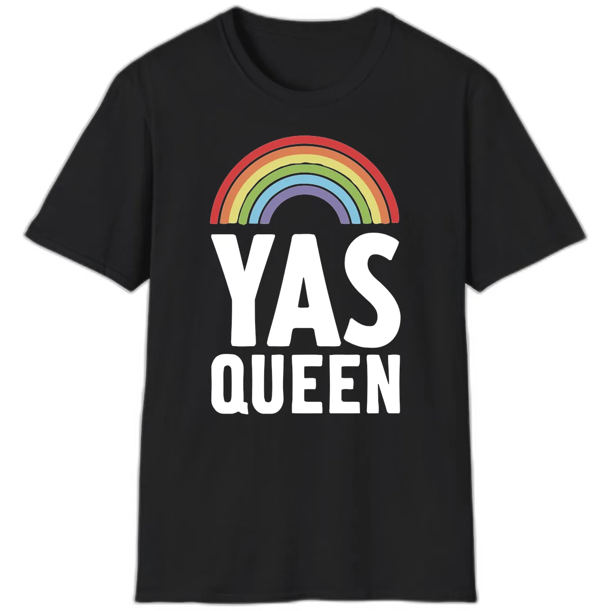 Yas Queen Rainbow Pride T-Shirt in Black