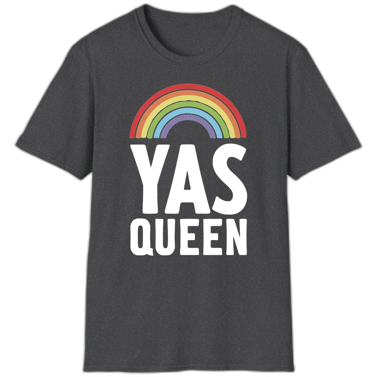 Yas Queen Rainbow Pride T-Shirt in Dark Heather