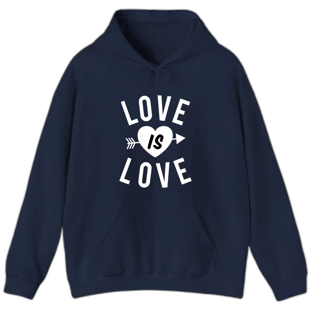Love Is Love Arrow Heart Design Hoodie in Navy