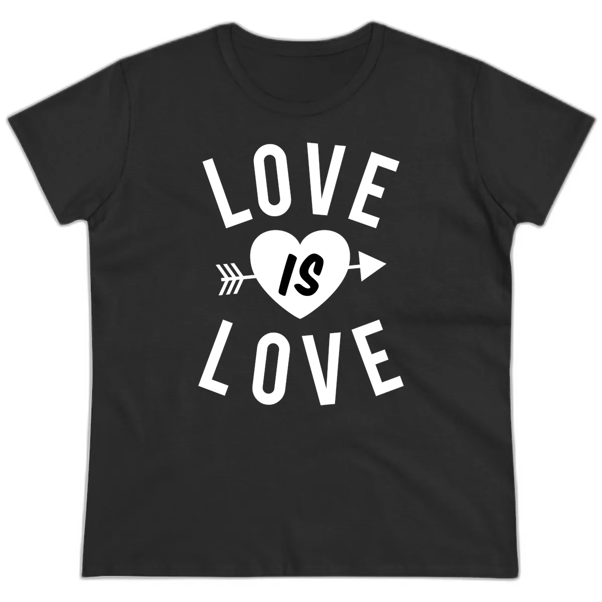 Love Is Love Arrow Heart Design Ladies Tee in Black