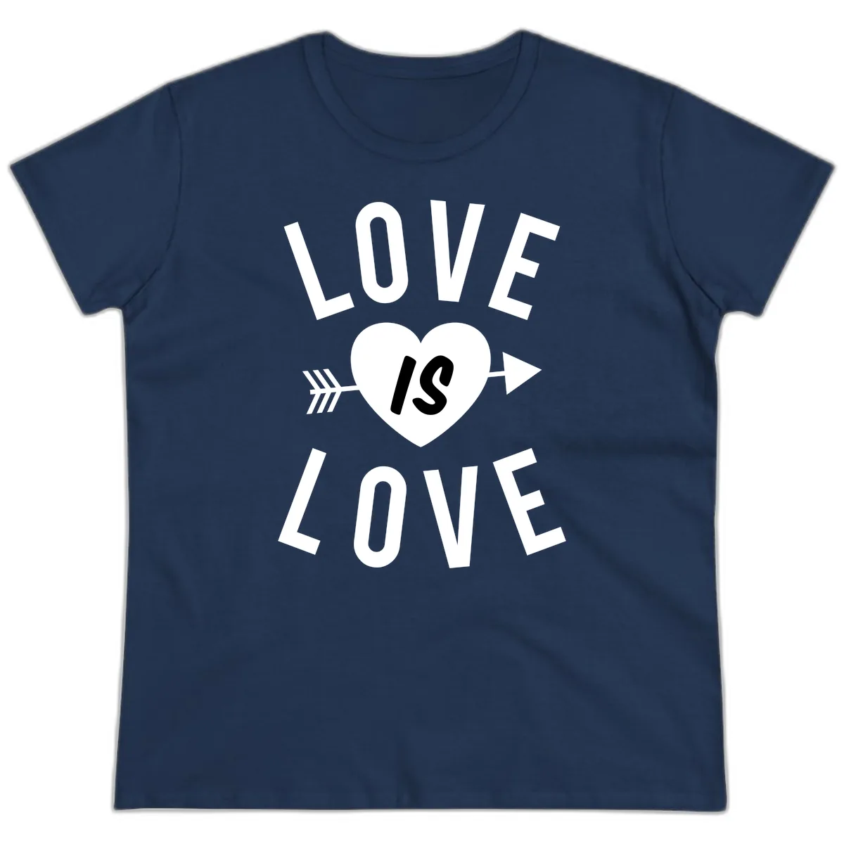 Love Is Love Arrow Heart Design Ladies Tee in Navy