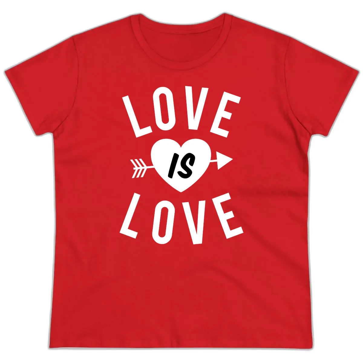 Love Is Love Arrow Heart Design Ladies Tee in Red