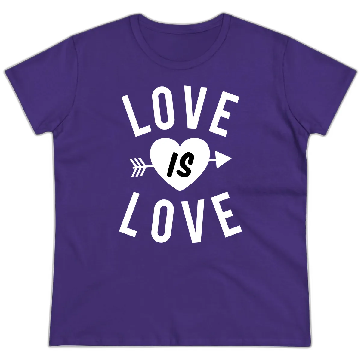 Love Is Love Arrow Heart Design Ladies Tee in Purple
