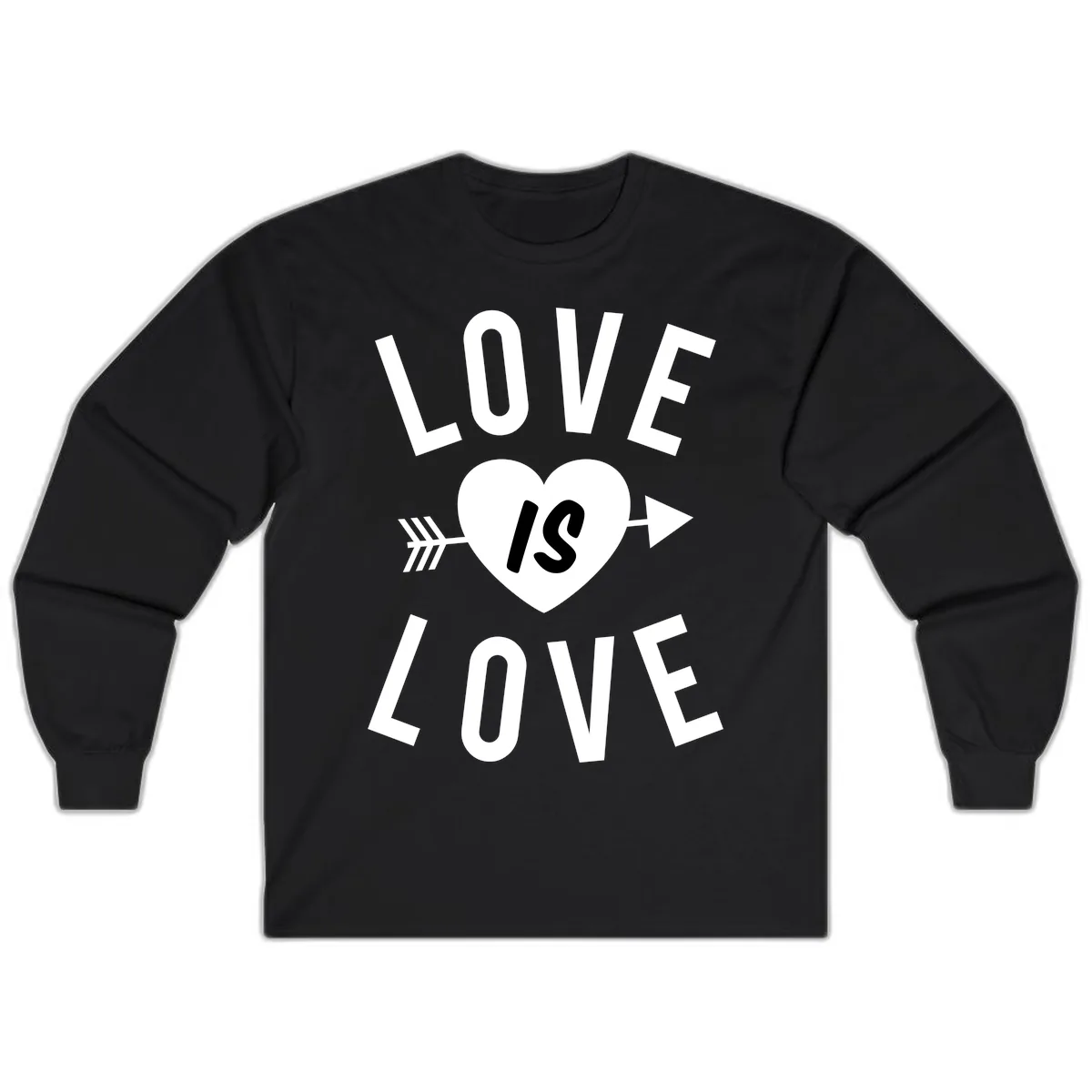 Love Is Love Arrow Heart Design Long Sleeve in Black