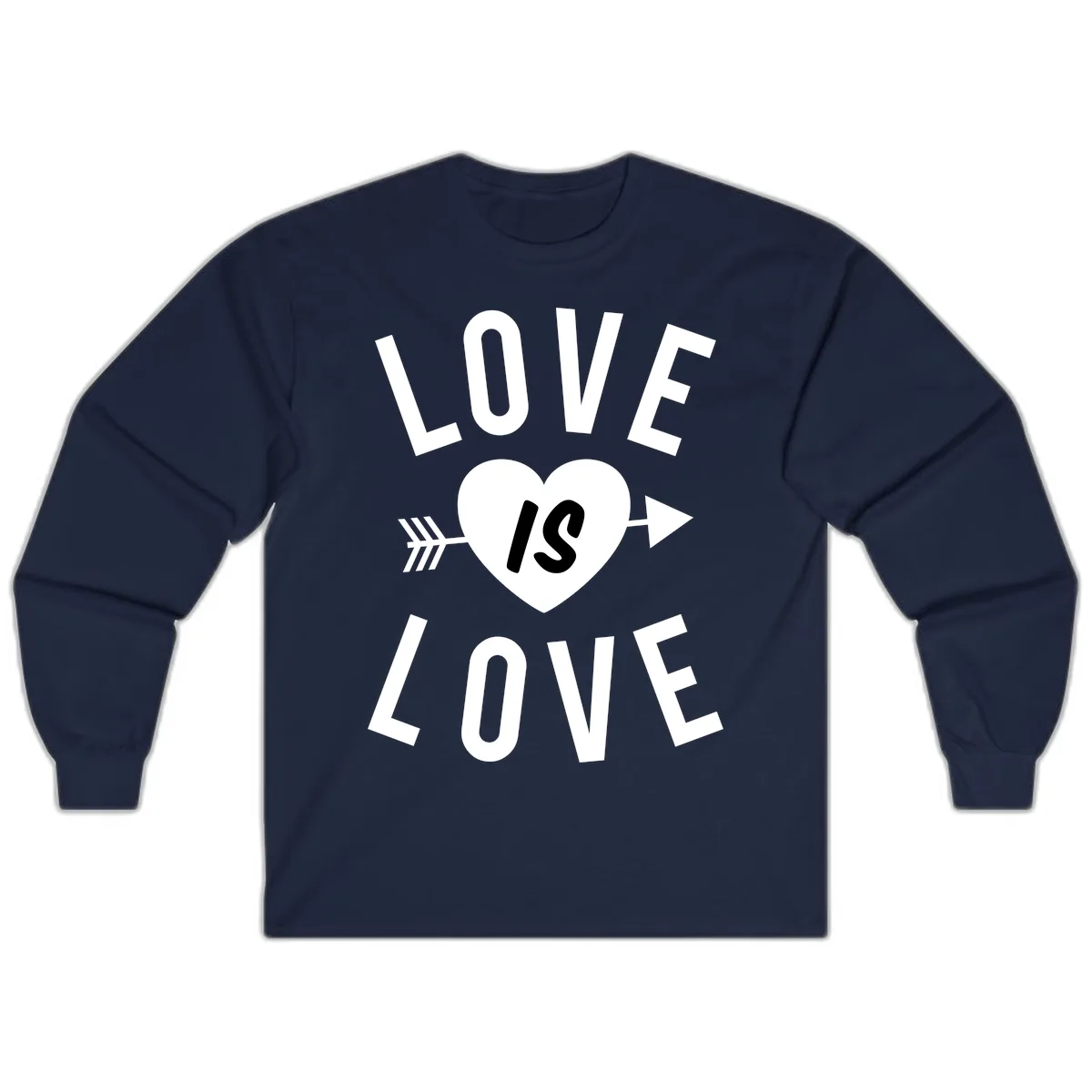 Love Is Love Arrow Heart Design Long Sleeve in Navy