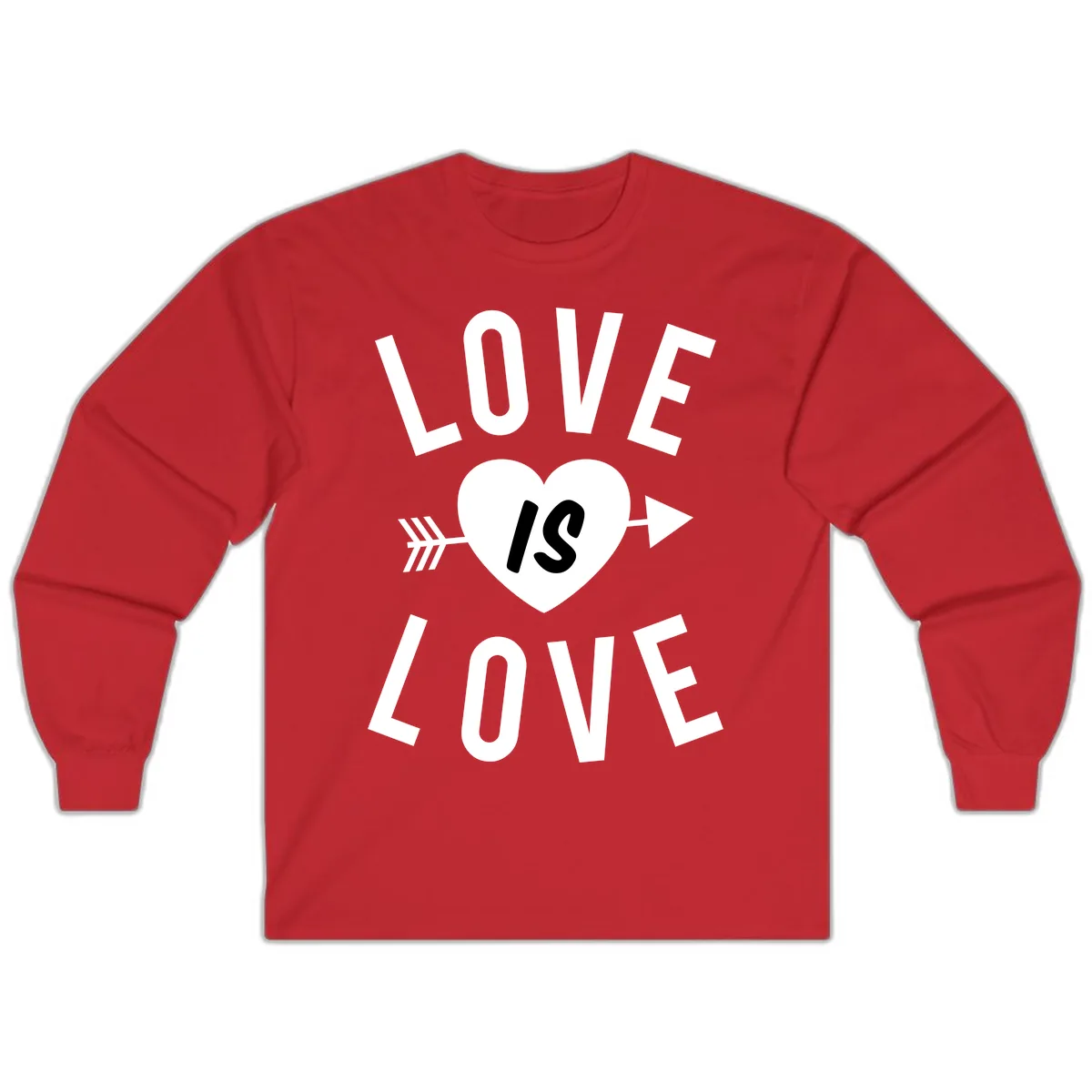 Love Is Love Arrow Heart Design Long Sleeve in Red