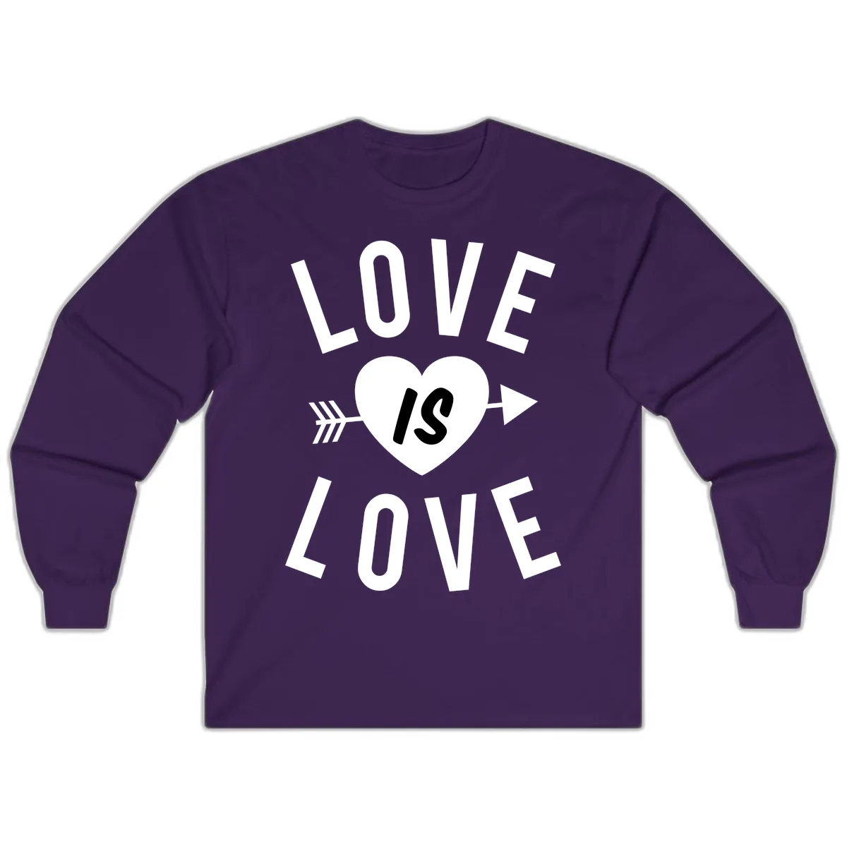 Love Is Love Arrow Heart Design Long Sleeve in Purple