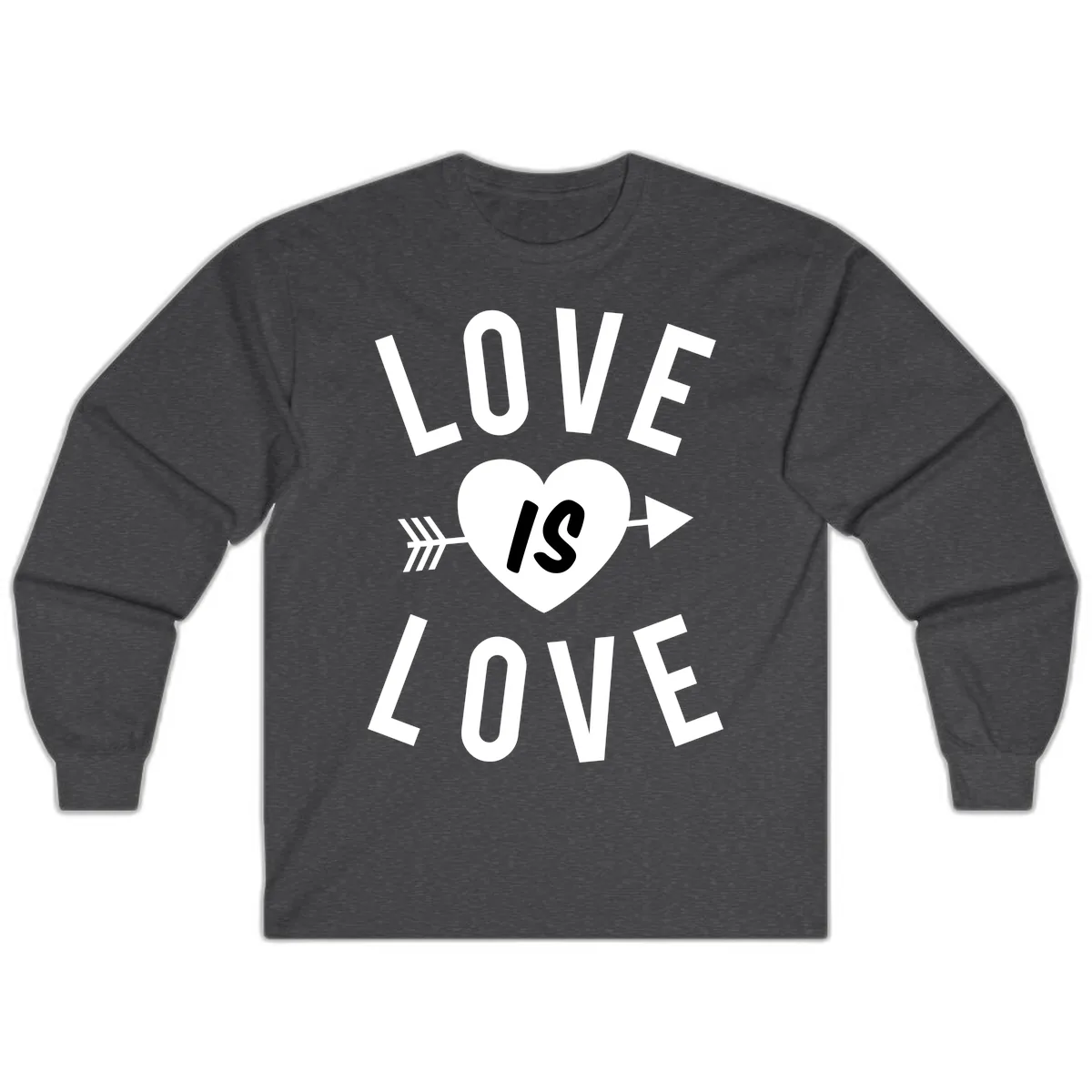 Love Is Love Arrow Heart Design Long Sleeve in Dark Heather